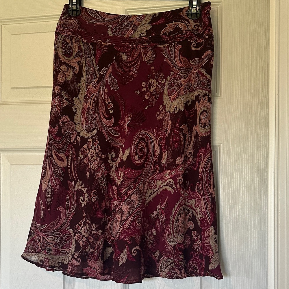 Ann Taylor Pink Paisley A-Line Skirt - Picture 2 of 4